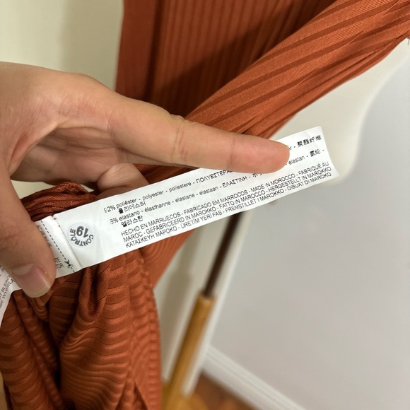 Zara Rust Orange Ribbed Strappy Jumpsuit - Picture 5 of 7